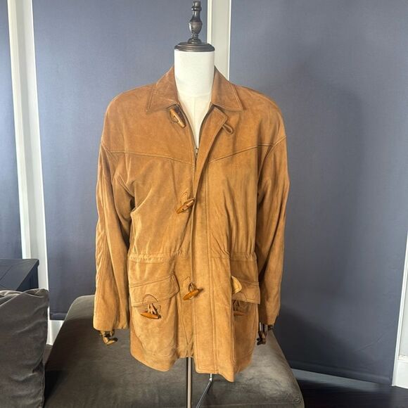 Vintage Men’s Adler Genuine Suede Leather Heavy Weight Jacket Coat Size L - Picture 1 of 15